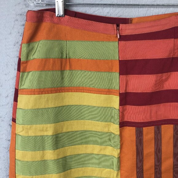 Reech by D.A.R. Skirt Womens Large Multicolor Striped Patchwork Midi Boho Cotton - Picture 14 of 15